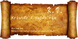 Kristóf Valéria névjegykártya