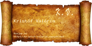 Kristóf Valéria névjegykártya